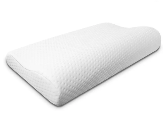 Ergonomic memory foam pillow for neck support.